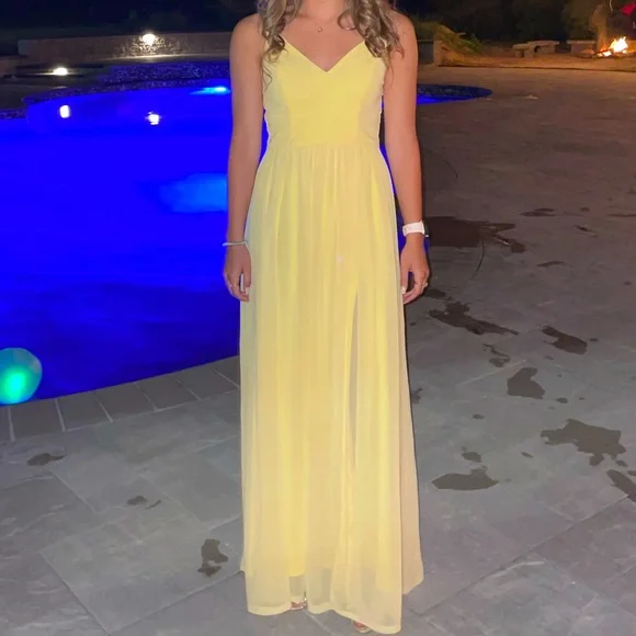 Windsor | Dresses | Yellow Maxi Dress With Slit | Poshmark